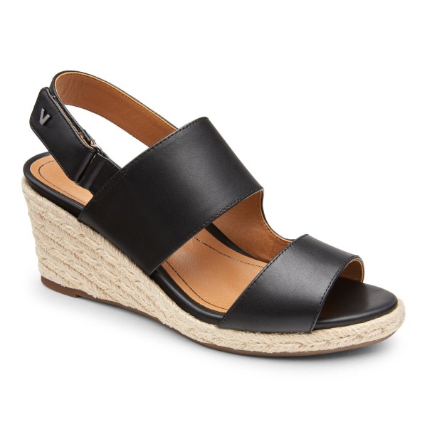 Vionic Sandals Ireland - Brooke Wedge Sandal Black - Womens Shoes In Store | QVZDH-9614